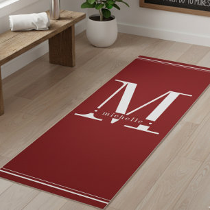 Esterilla De Yoga Monograma mínimo rojo y blanco oscuro