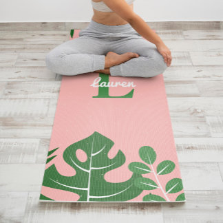 Esterilla De Yoga Monograma moderno de hojas tropicales