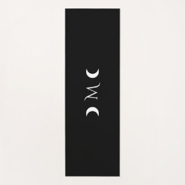 Esterilla De Yoga Monograma moderno de luna creciente negro y blanco