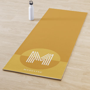 Esterilla De Yoga Monograma moderno geométrico amarillo mostaza de m