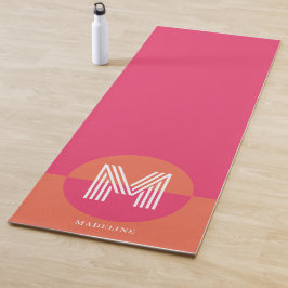 Esterilla De Yoga Monograma moderno geométrico rosa naranja retro ch
