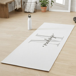 Esterilla De Yoga Monograma moderno minimalista negro blanco