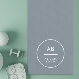 Esterilla De Yoga Monograma moderno Mínimo Dusky Gris Azul