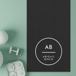 Esterilla De Yoga Monograma moderno Mínimo Simple Negro y Blanco