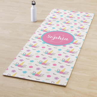 Esterilla De Yoga Monograma personalizado de unicornio floral