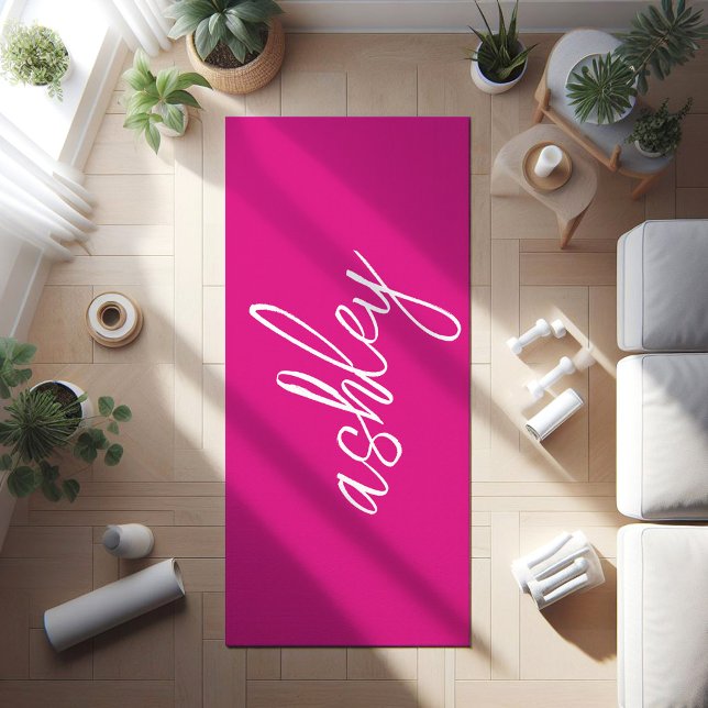 Esterilla De Yoga Monograma personalizado rosa caliente (Subido por el creador)