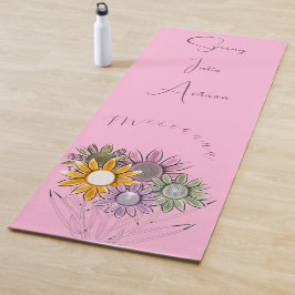 Esterilla De Yoga Monograma primavera en acción Daisy Florals rosa