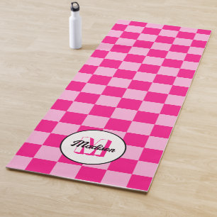 Esterilla De Yoga Monograma retro geométrico rosa cálido de luz cont
