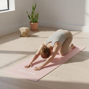 Esterilla De Yoga Monograma rosa pastel personalizado Nombre yoga ma
