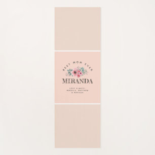 Esterilla De Yoga Monograma rosado y beige mejor mamá de todos los t