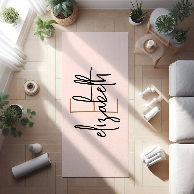 Esterilla De Yoga Monograma Rubor Rosa personalizado (Subido por el creador)