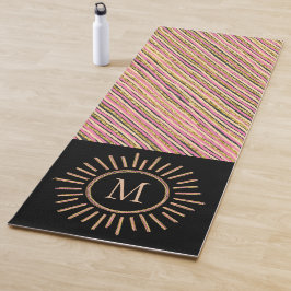 Esterilla De Yoga Monograma simple dorado rosado simple negro