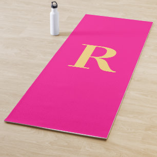 Esterilla De Yoga Monograma simple moderno rosa caliente