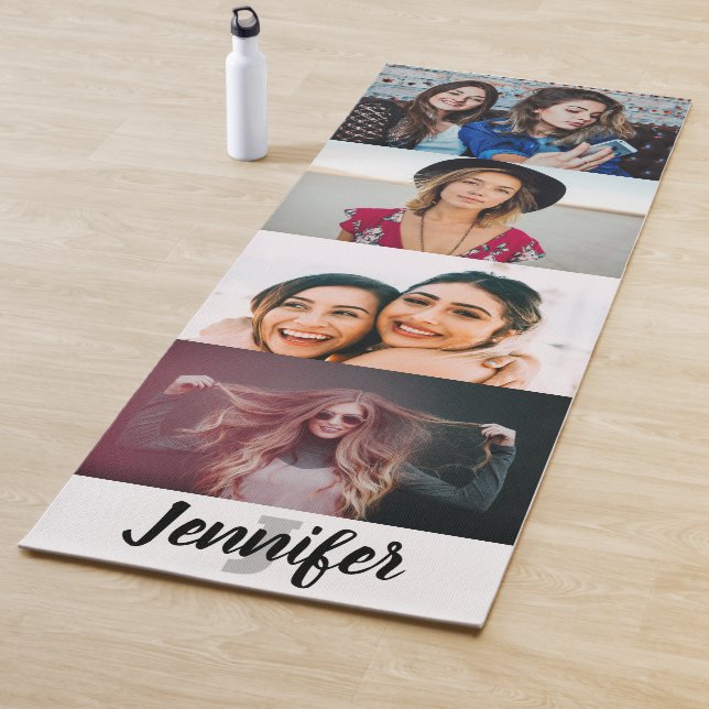 Esterilla De Yoga Monograma y nombre personalizado del Collage de fo (In situ)