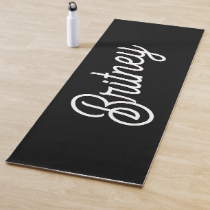 Esterilla De Yoga Monograma y nombre personalizados de blanco negro 
