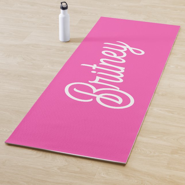 Esterilla De Yoga Monograma y nombre personalizados modernos de rosa (In situ)