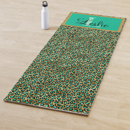 Esterilla De Yoga Monogramación de la impresión del Leopardo negro d