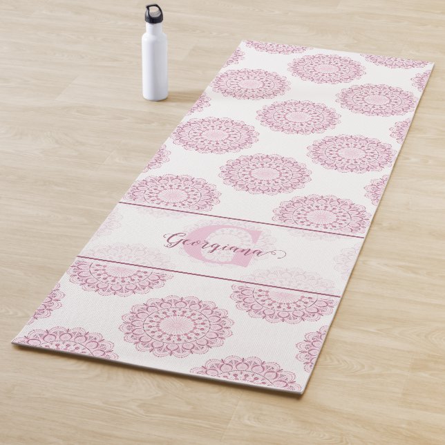 Esterilla De Yoga Monogramado Confetti Rosa Lace Polka Dot Mandala (In situ)