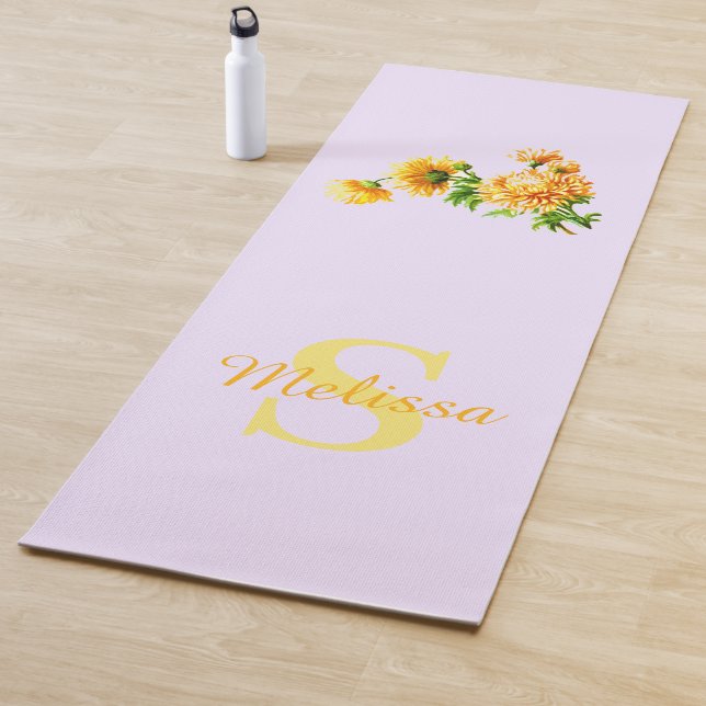 Esterilla De Yoga Monogramado personalizado de margarita amarilla si (In situ)