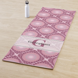 Esterilla De Yoga Monogramado Radiante Dusky Rosa Dot Mandala Tiled