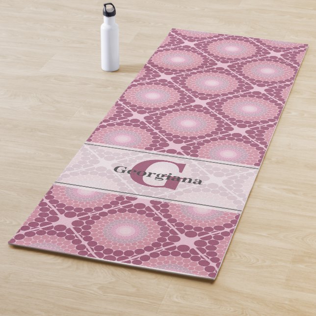 Esterilla De Yoga Monogramado Radiante Dusky Rosa Dot Mandala Tiled (In situ)