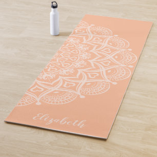 Esterilla De Yoga Monogramed Boho Mandala Peach Naranja