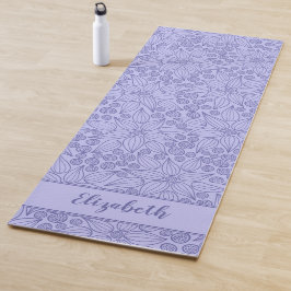 Esterilla De Yoga Monogramed Elegant Purple Periwinkle Blue Floral
