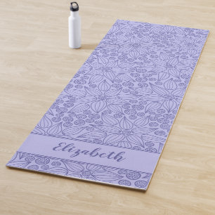 Esterilla De Yoga Monogramed Elegant Purple Periwinkle Blue Floral