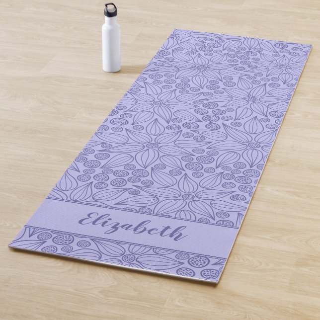 Esterilla De Yoga Monogramed Elegant Purple Periwinkle Blue Floral (In situ)