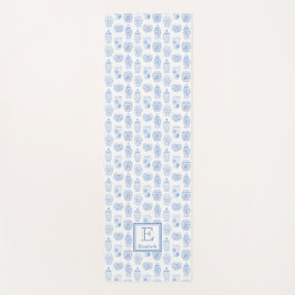 Esterilla De Yoga Monogramo del patrón de las jarras de jengibre azu