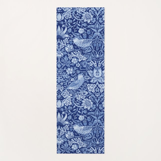 Esterilla De Yoga Monotona azul de fresa, William Morris (Anverso)