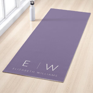 Esterilla De Yoga Morado Elegante Moderno Monograma Minimalista Nomb