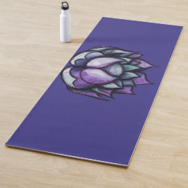 Esterilla De Yoga Morado Lotus Flor Watercolor Meditación Art