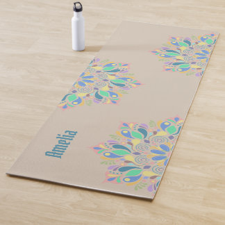 Esterilla De Yoga Moreno Pastel Zen Flor Agua Mandala