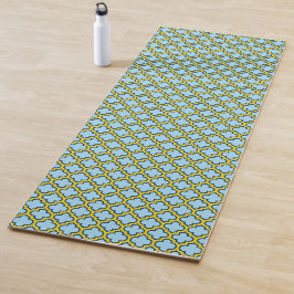 Esterilla De Yoga Mosaico azul y amarillo, Entramado, Quatrefoil
