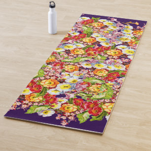 Esterilla De Yoga Motivo floral vintage de arte floral Primrose flor