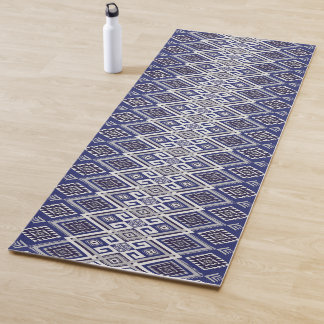 Esterilla De Yoga Motivo Tribal Azul Marino en Patrón de Superficie
