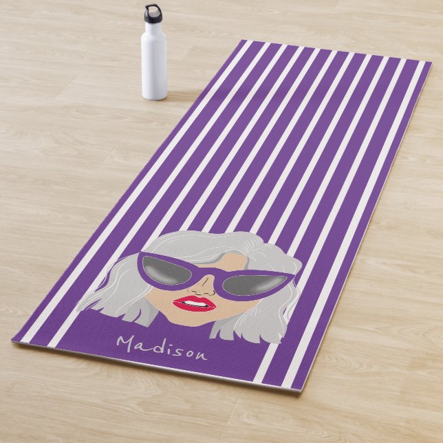 Esterilla De Yoga Mujer Guay gris-haitiana con nombre personalizado  (In situ)