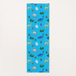 Esterilla De Yoga Múltiples especies de dinosaurios en fondo turques
