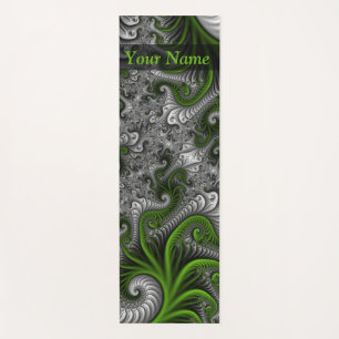 Esterilla De Yoga Mundo de fantasía verde y gris nombre abstracto fr
