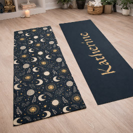 Esterilla De Yoga Mystical Celestial Moon Pattern Custom Name