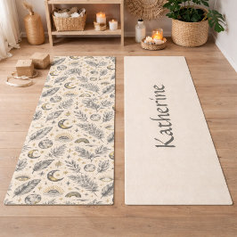 Esterilla De Yoga Mystical Celestial Moon Stars Pattern Custom Name