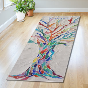 Esterilla De Yoga Namaste Colores Arcoíris Mosaico Árbol