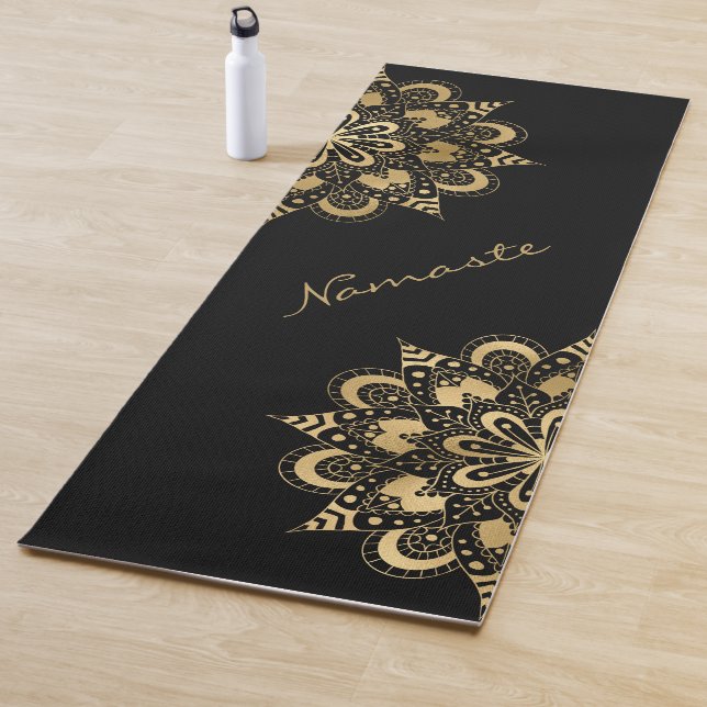 Esterilla De Yoga Namaste de escritura de Mandala dorada (In situ)