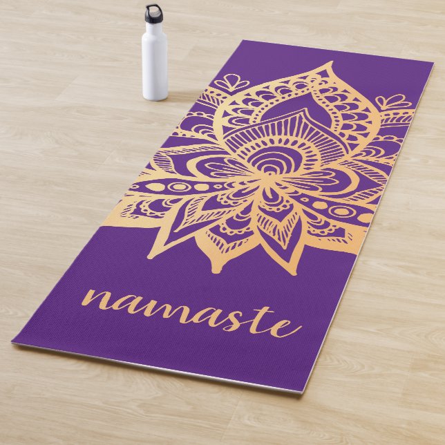 Esterilla De Yoga Namaste Gold Purple Lotus Flower Mandala (In situ)