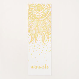 Esterilla De Yoga Namaste Gold Sun Mandala Confetti Blanco