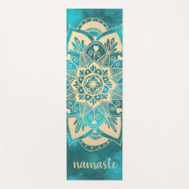 Esterilla De Yoga Namaste Gold Turquoise Flower Mandala