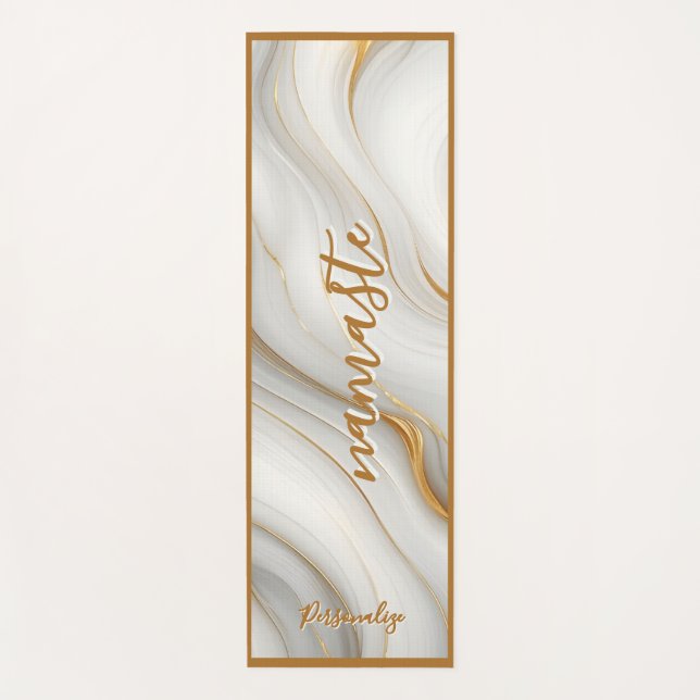 Esterilla De Yoga Namaste in Gold – Personalized Marble Zen (Anverso)