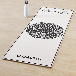 Esterilla De Yoga Namaste Mandala Nombre Blanco Negro Elegante