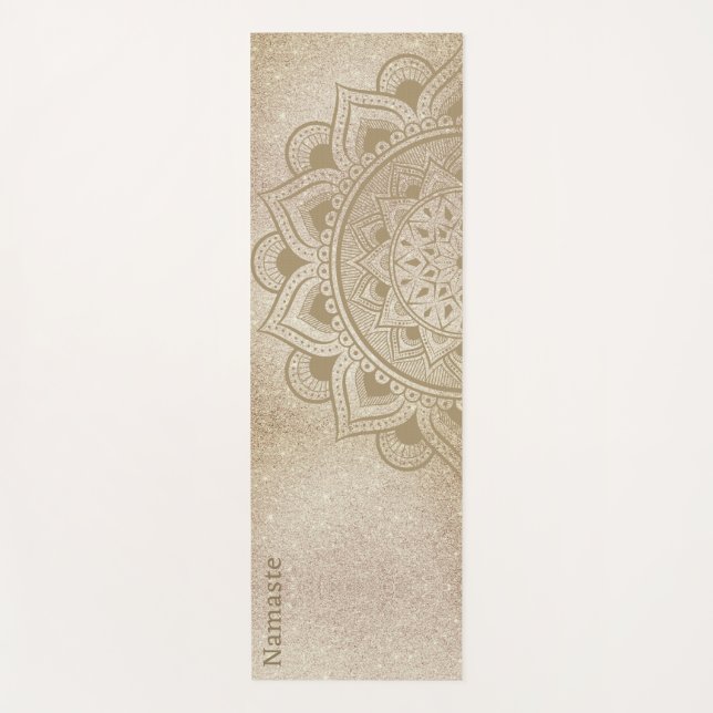Esterilla De Yoga Namaste Mandala Om Gold Purpurina Studio (Anverso)